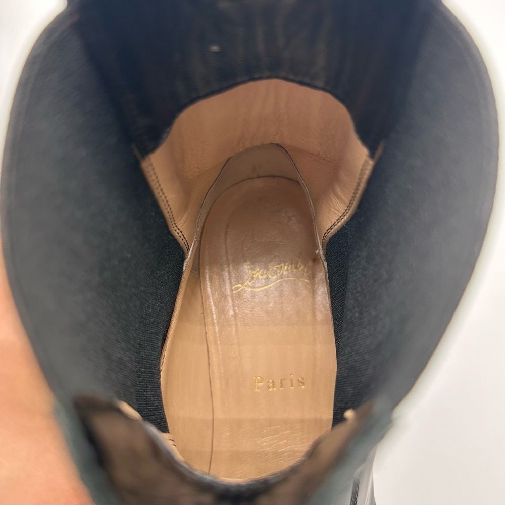 CHRISTIAN LOUBOUTIN Montezu Brushed Leather Ankle Boots Black Lug Sole EU 39 US9 - Picture 15 of 15